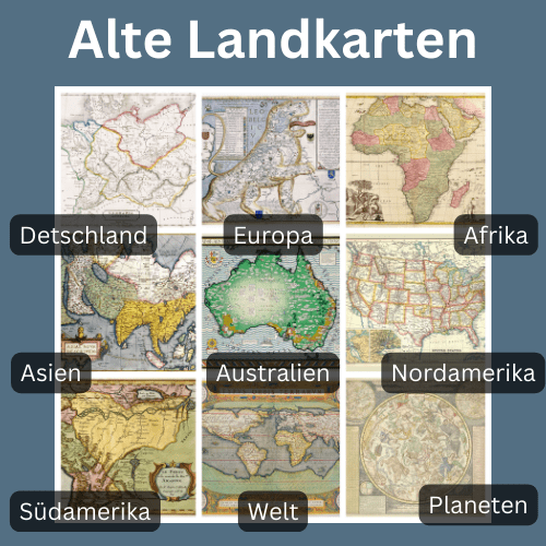 Alte Landkarte aller Kontinente