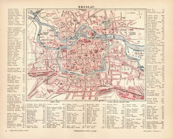 Breslau.  Alte Landkarte von 1889.