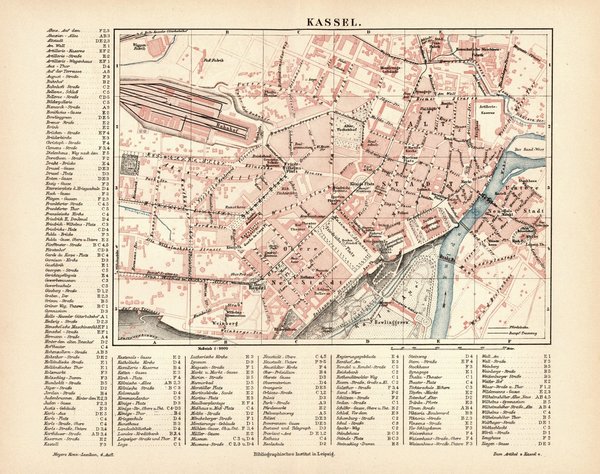 Kassel.  Alte Landkarte von 1889.
