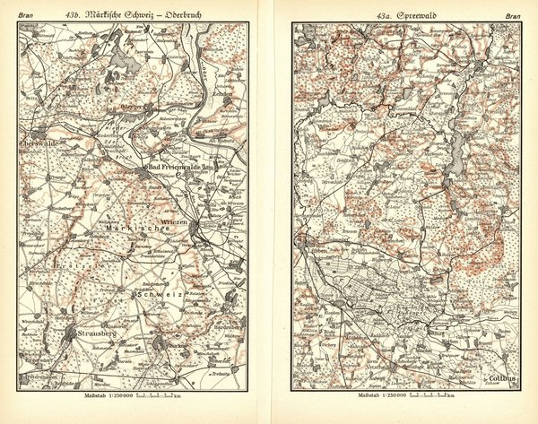 Brandenburg.  Alte Landkarte von 1929.