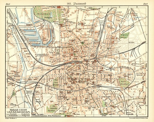 Dortmund.  Alte Landkarte von 1930.