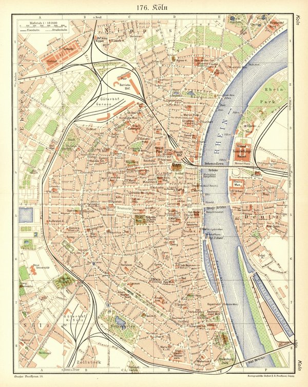 Köln.  Alte Landkarte von 1931.
