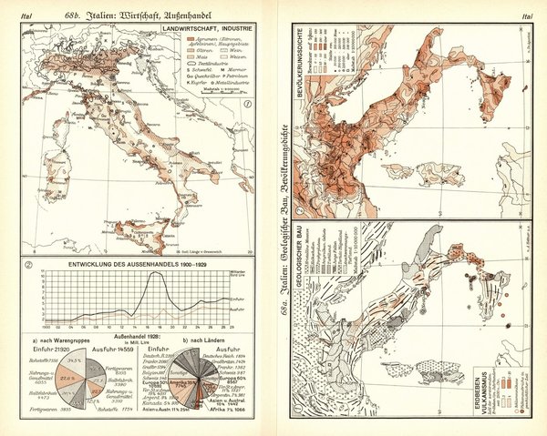 Italien.  Alte Landkarte von 1931.