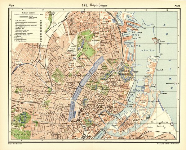 Kopenhagen.  Alte Landkarte von 1931.
