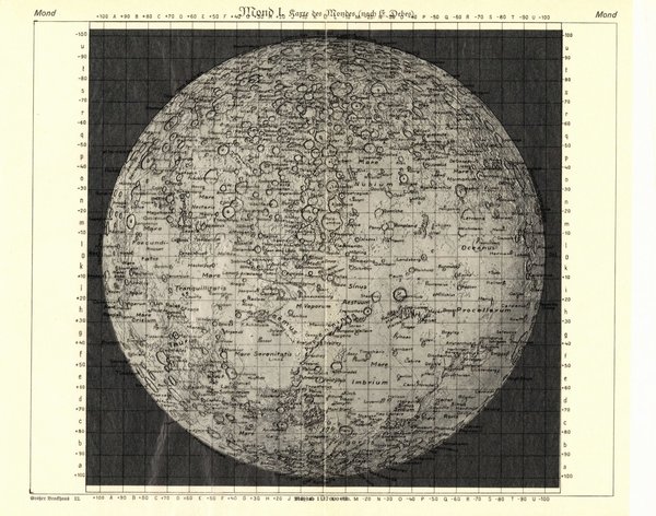 Karte des Mondes .  Alte Karte von 1932.