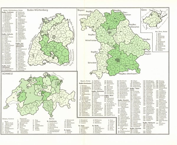 Mitteleuropa.  Alte Landkarte von 1960.
