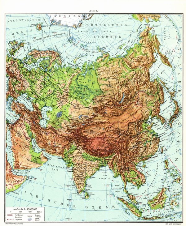 Asien.  Alte Landkarte von 1960.