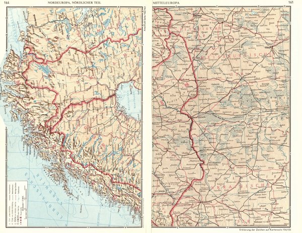 Nordeuropa, südlicher Teil.  Alte Landkarte von 1960.