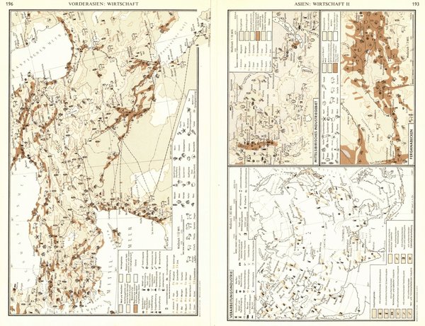 Vorderasien, Arabien.  Alte Landkarte von 1960.