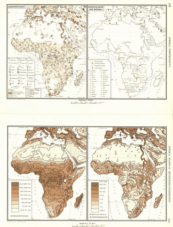 Afrika, Grenzen der Länder.  Alte Landkarte von 1960.