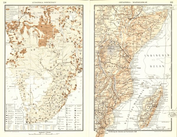 Südafrika.  Alte Landkarte von 1960.