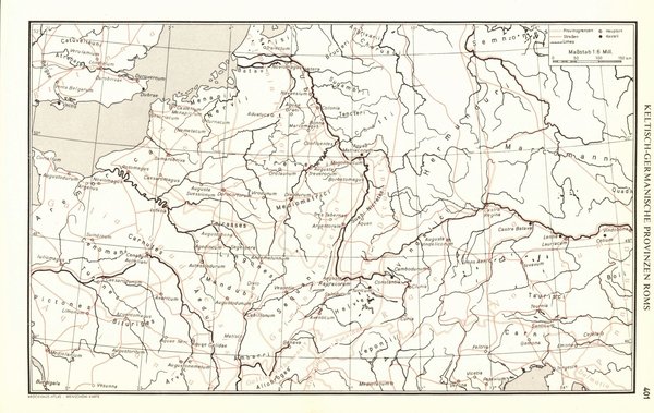 Römisches Reich 220 v. Chr. bis 395 n. Chr.  Alte Landkarte von 1960.