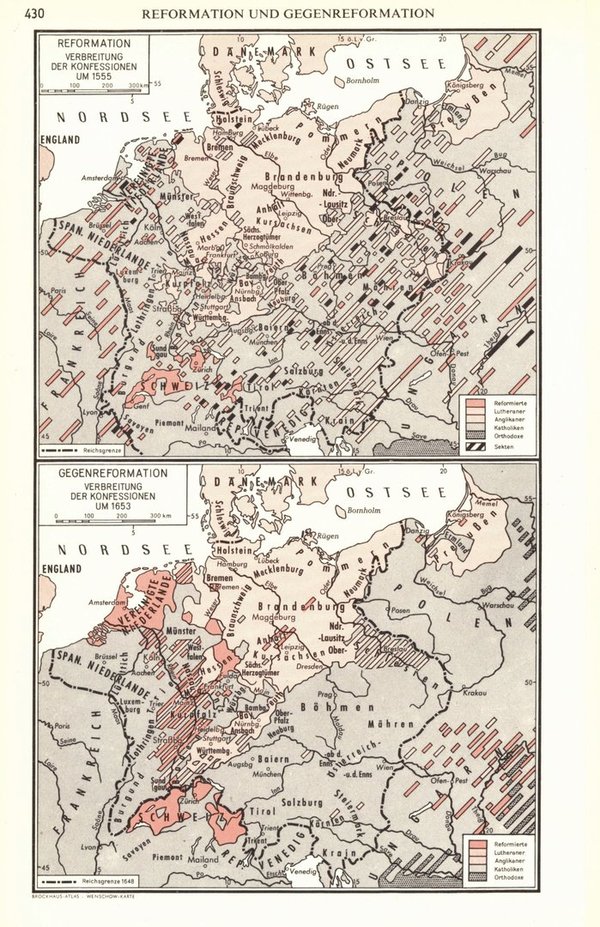 Deutsches Reich vor 1803. Deutscher Territorialismus.  Alte Landkarte von 1960.