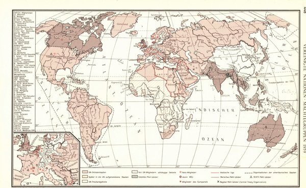 Der Zweite Weltkrieg.  Alte Landkarte von 1960.