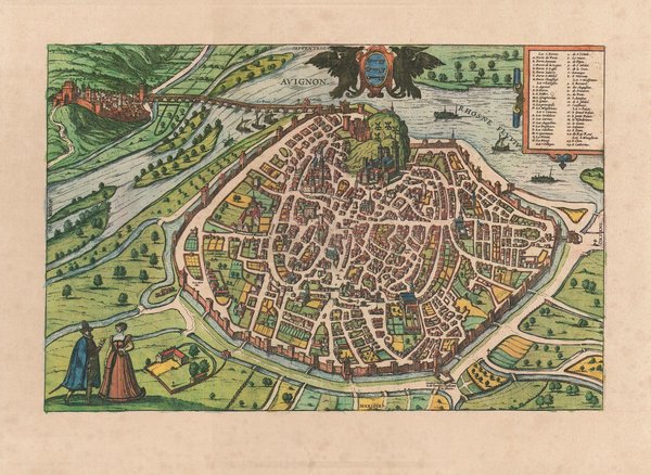 Avignon (um 1575) Frankreich. ca. 56x41 cm. Faksimile v.1966 /  Städteansicht