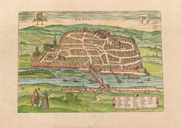 Blois (um 1600) Frankreich. ca. 56x41 cm. Faksimile v.1966.  Städteansicht