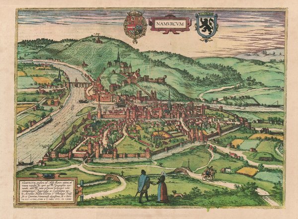 Namur an der Maas (im Jahr 1575) Belgien. ca. 56x41 cm. Faksimile v.1966. Städteansicht
