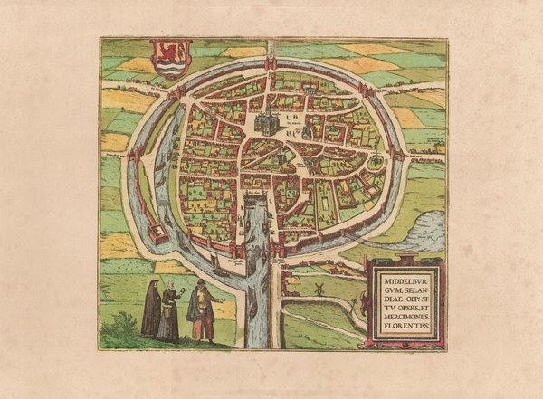 Middelburg (im Jahr 1574) Holland. ca. 56x41 cm. Faksimile v.1966. Städteansicht