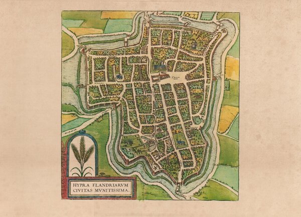Ypern in Flandern (um 1600). ca. 56x41 cm. Faksimile v.1966. Städteansicht