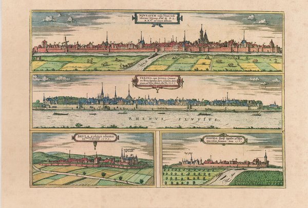 Neuss, Bonn, Brühl u. Zons (im Jahr 1575) ca. 56x41 cm. Faksimile v.1966. Städteansicht