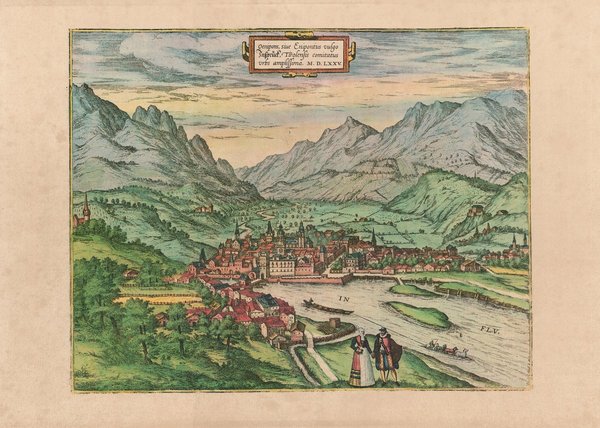 Innsbruck (im Jahr 1575) Ansicht. Faksimile von 1966. 41x56 cm. Städteansicht