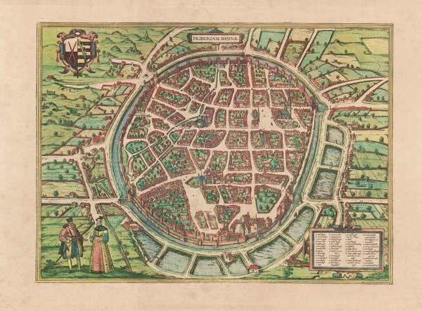 Freiberg in Sachsen (im Jahr 1572) ca. 56x41 cm. Faksimile v.1966. Städteansicht
