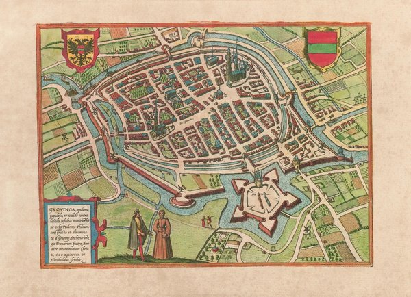 Groningen (im Jahr 1594) Holland. ca. 56x41 cm. Faksimile v.1966. Städteansicht