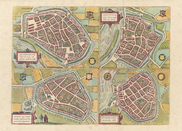 Arnheim, Venlo, Geldern, Roermond, Niederlande (16. Jhd.), Faksimile von 1968. Städteansicht