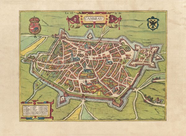 Cambrai Nord (im 16. Jhd.) Frankreich. ca. 56x41 cm, Karte, Faksimile v. 1969. Städteansicht