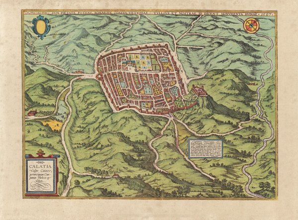 Caiazzo Campanien (im Jahr 1597) ca. 56x41 cm,  Faksimile v. 1969. Städteansicht