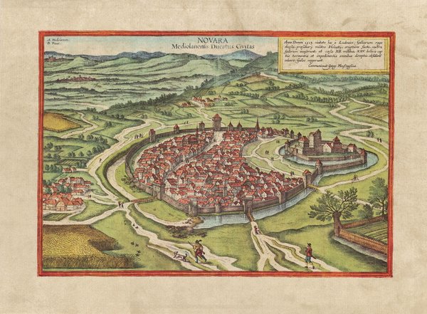 Novara, Piemont (um 1600) Herzogtum Mailand.ca. 56x41 cm,  Faksimile v. 1970. Städteansicht