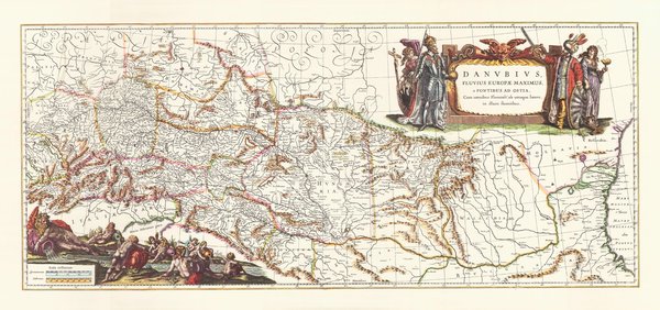 Donaulauf (Janssonius, 1657).  Faksimile von 1970. Landkarte. 90x41 cm.
