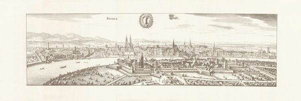 Basel.  Faksimile von 1970. Alte Städteansicht. 85x30 cm.