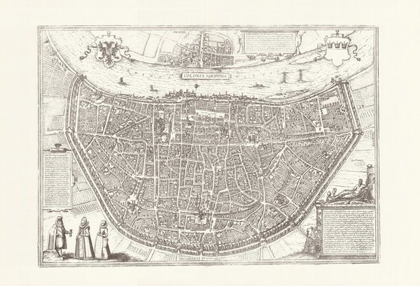 Köln ( Braun-Hogenberg, 1574).  Faksimile von 1969. Alte Städteansicht. 60x42 cm.