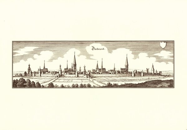 Dortmund (1647, Merian). Faksimile von 1969. Alte Städteansicht. 43x30 cm.