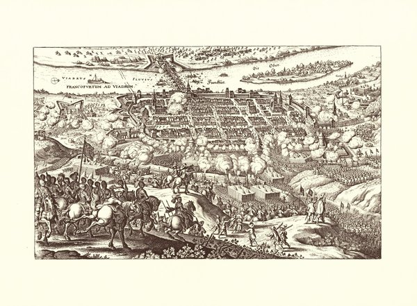 Frankfurt an der Oder (1633, Merian). Faksimile von 1969. Alte Städteansicht. 43x30 cm.
