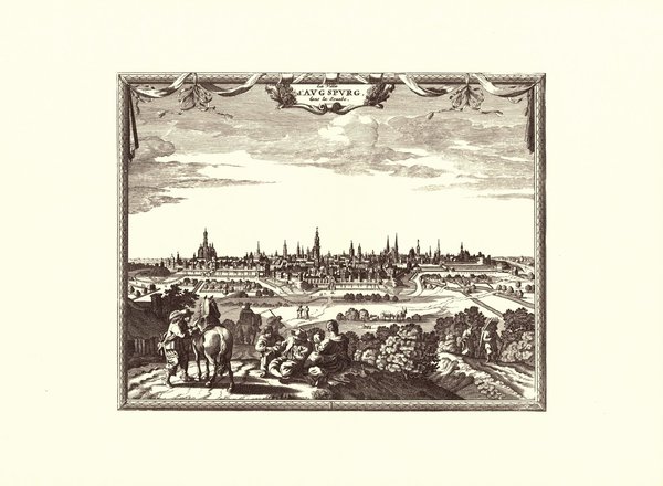 Augsburg (1729). Faksimile von 1969. Alte Städteansicht. 43x30 cm.