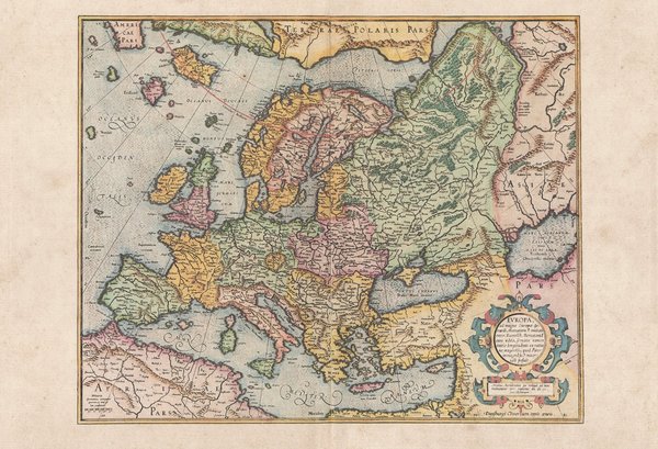Europa. Faksimile einer Karte aus dem Atlas Mercator (1595). ca. 62x43 cm
