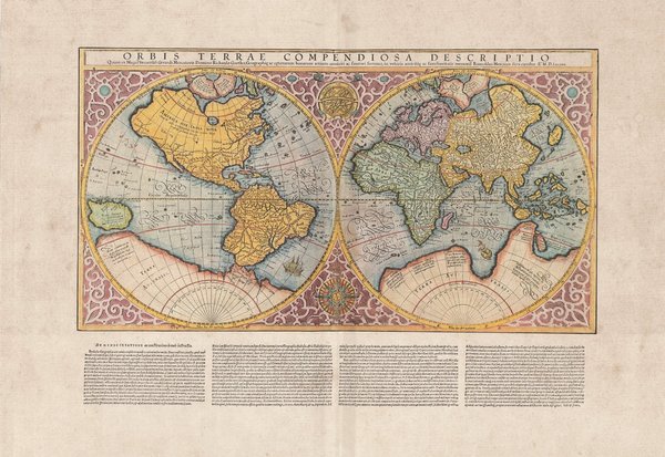 Weltkarte. Faksimile einer Karte aus dem Atlas Mercator (1595). ca. 62x43 cm