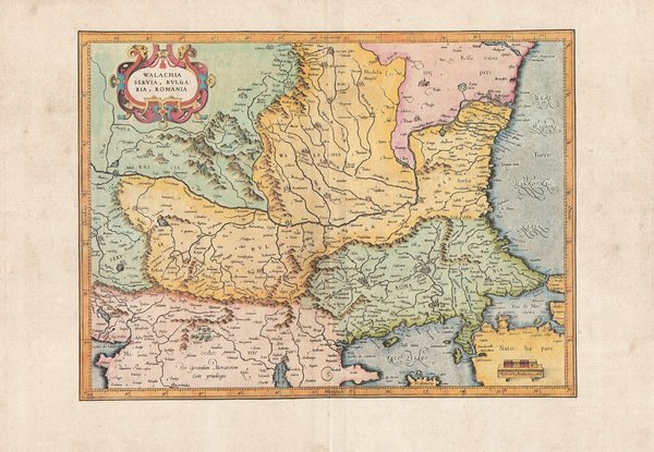 Rumänien, Serbien. Faksimile einer Karte aus dem Atlas Mercator (1595). ca. 62x43 cm