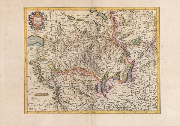 Lombardei mit Wallis. Faksimile einer Karte aus dem Atlas Mercator (1595). ca. 62x43 cm