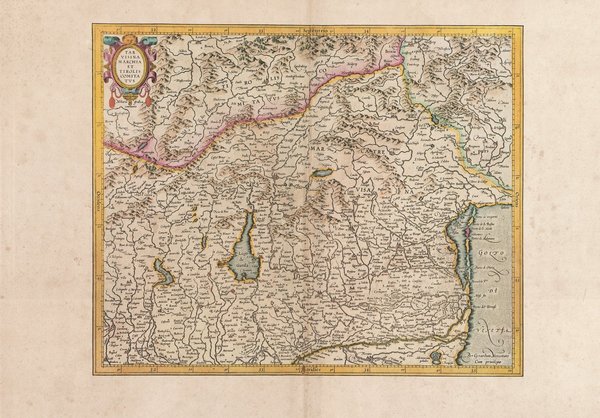 Lombardei mit Tirol und Treviso. Faksimile einer Karte aus dem Atlas Mercator (1595). ca. 62x43 cm