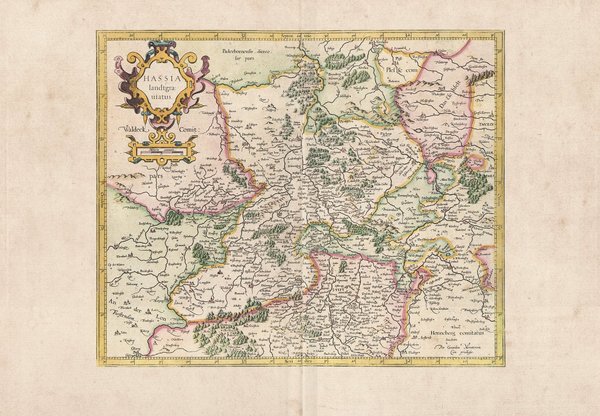 Landgrafschaft Hessen. Faksimile einer Karte aus dem Atlas Mercator (1595). ca. 62x43 cm