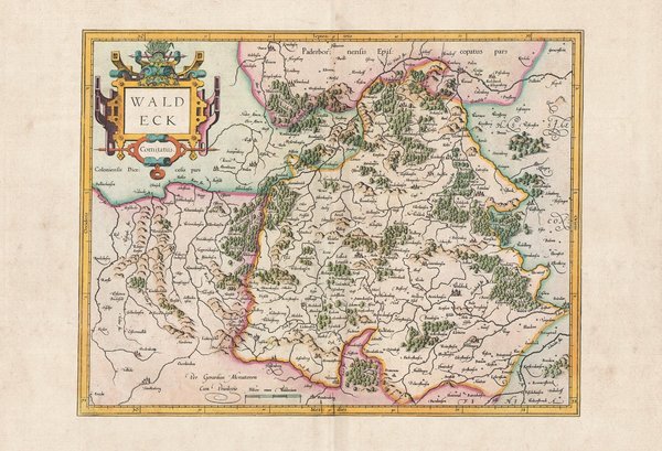 Grafschaft Waldeck. Faksimile einer Karte aus dem Atlas Mercator (1595). ca. 62x43 cm