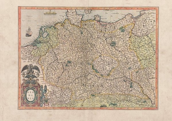 Deutschland. Faksimile einer Karte aus dem Atlas Mercator (1595). ca. 62x43 cm