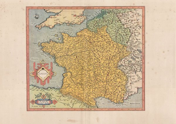 Frankreich. Faksimile einer Karte aus dem Atlas Mercator (1595). ca. 62x43 cm