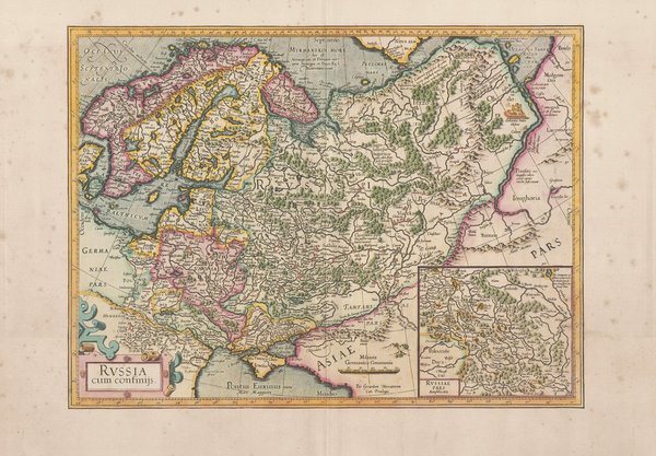 Russland. Faksimile einer Karte aus dem Atlas Mercator (1595). ca. 62x43 cm