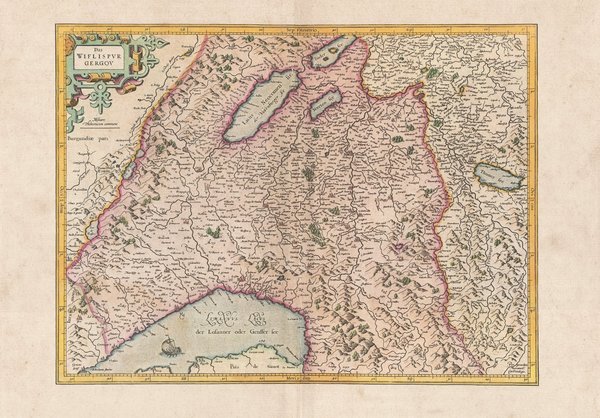 Waadt, Bern und Fribourg. Faksimile einer Karte aus dem Atlas Mercator (1595). ca. 62x43 cm