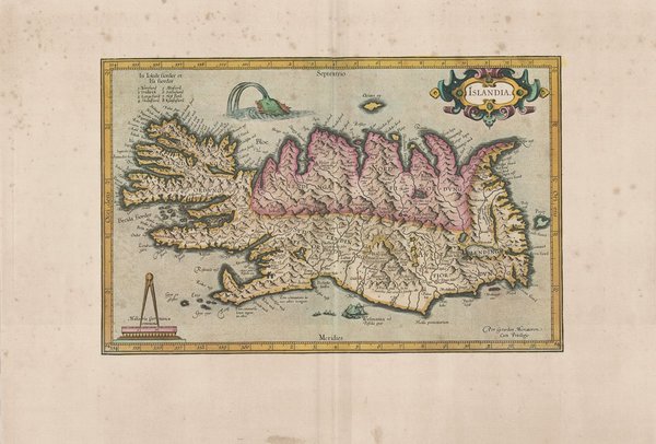 Island. Faksimile einer Karte aus dem Atlas Mercator (1595). ca. 62x43 cm