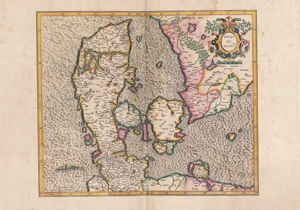 Königreich Dänemark. Faksimile einer Karte aus dem Atlas Mercator (1595). ca. 62x43 cm